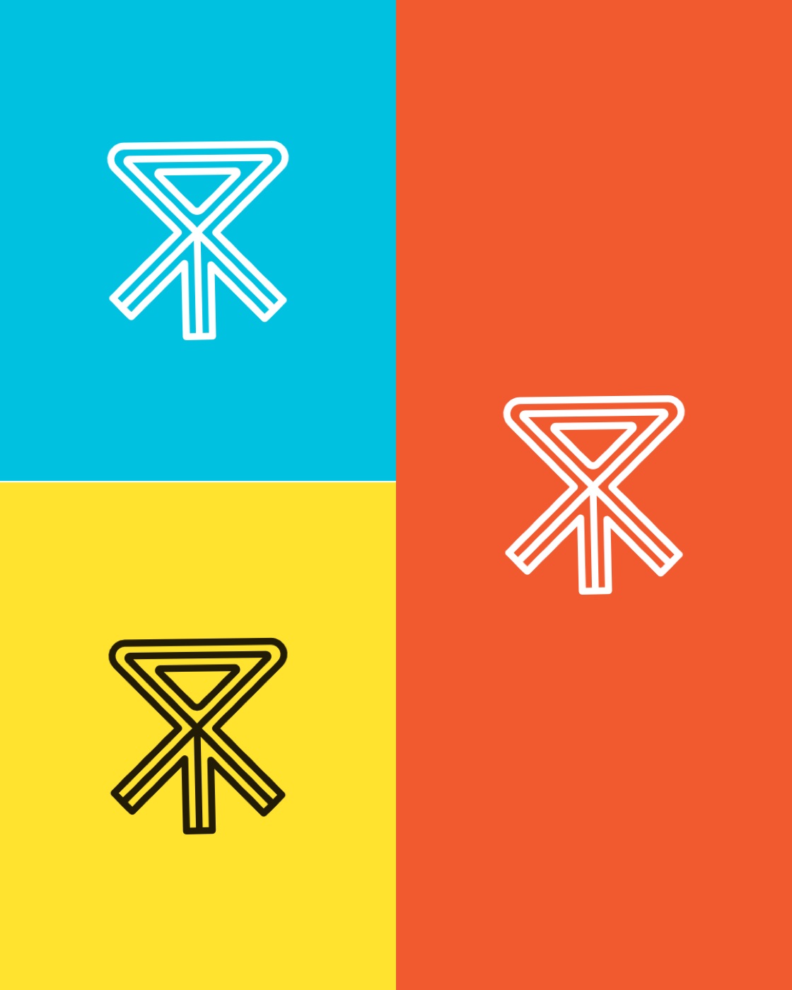 Pacework Crew mark on blue, yellow and orange colour blocks